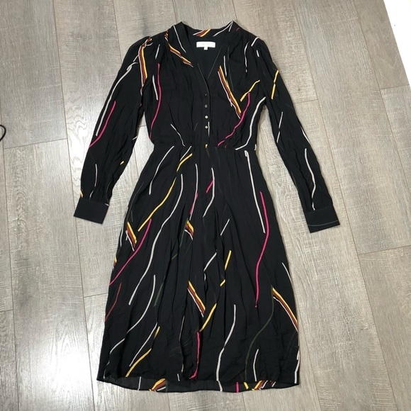 REISS Caralisa Printed Midi Dress Size 0 Black / print NWOT - Picture 1 of 11